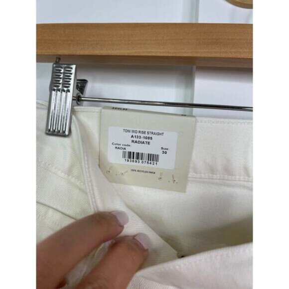 NWT Agolde Toni Mid Rise Straight Leg Denim Jeans in Radiate White Wash Size: 30 - Picture 5 of 8